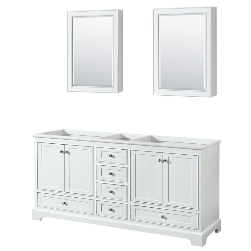 Base de meuble-lavabo double Deborah, Blanc / chrome poli