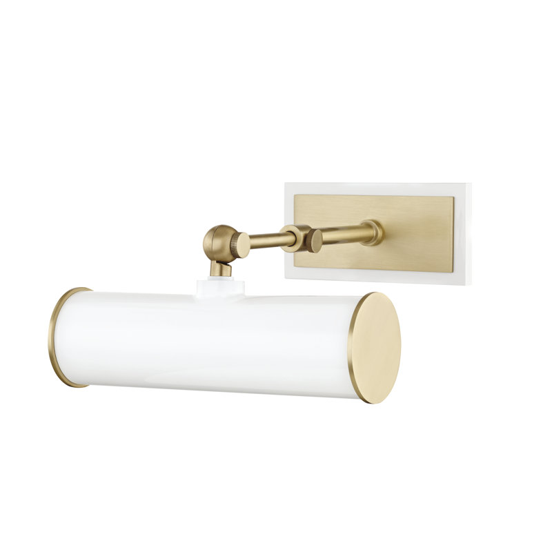 Aged Brass & Soft Off-White Dimmable Wall Picture Light with Adjustable Angle