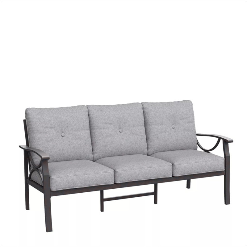 70” All-Weather Metal 3-Seat Patio Sofa, Gray