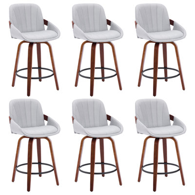 Ensemble de 2 tabourets de bar pivotants à hauteur de comptoir de 26 po avec dossier incurvé et similicuir rembourrés de style Mid-Century pour îlot de cuisine
