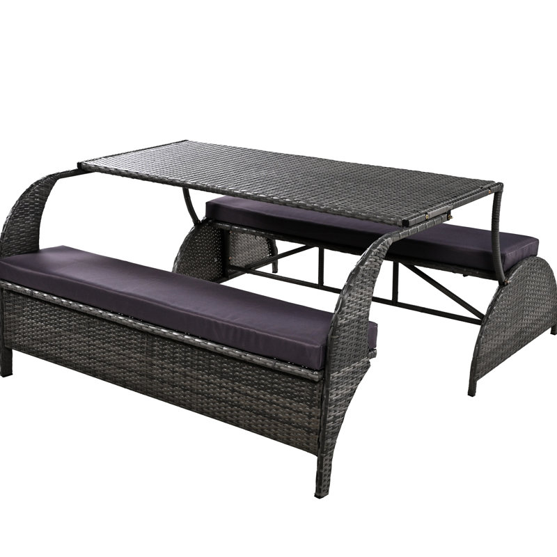 Convertible Mixing Seat: Turns Into 4 Fusing & Table Outdoor : 4 Seats Table, For Lawns Gardens, Gray