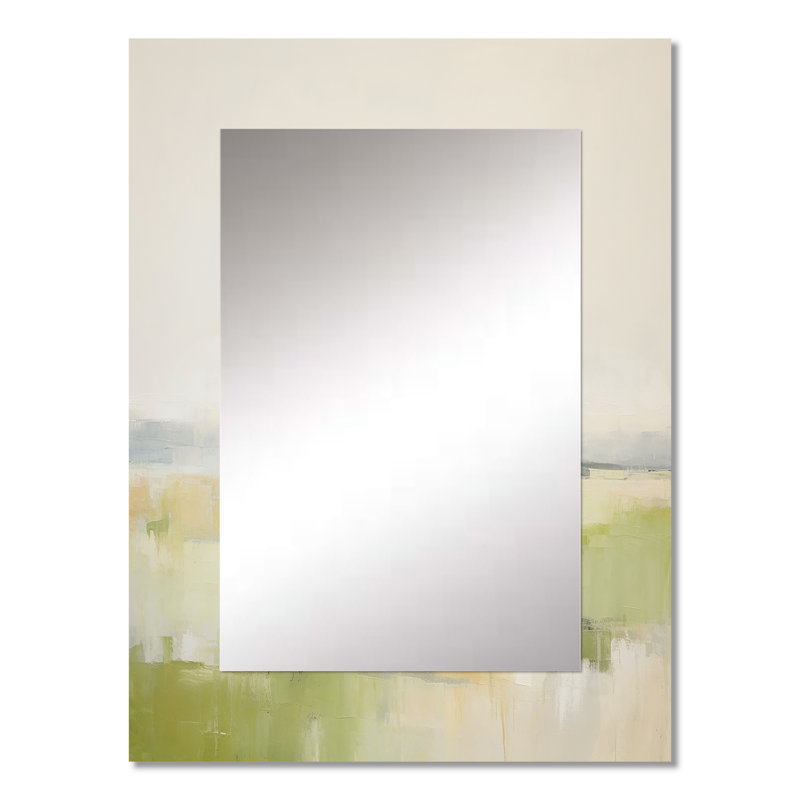Meadow Minimalist Pastoral II - grand miroir de Meadow, décor de miroir mural traditionnel unique, impression d'art en métal