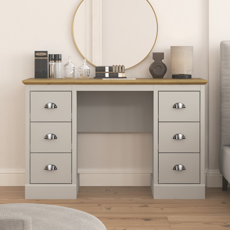 Benniton Dressing Table with 6 Drawers, Light Grey