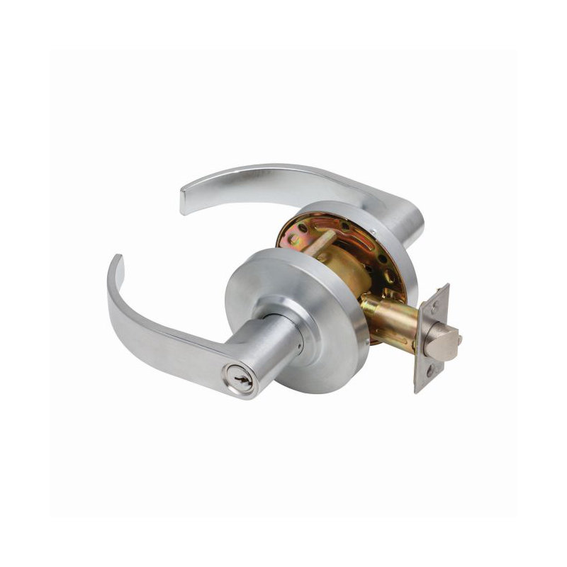 Keyed Door Lever, Satin Chrome