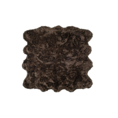 6' X 6' Chocolate Faux Fur Washable Non Skid Area Rug