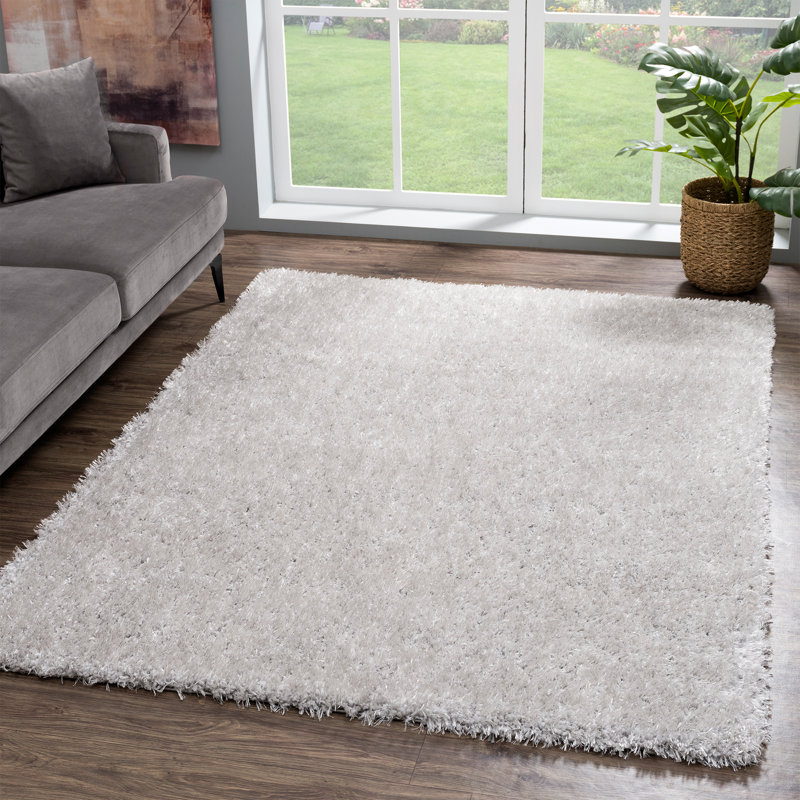 Tapis argenté tissé à la machine Mankan, Rectangle 7 pi 10 po x 10 pi 6 po
