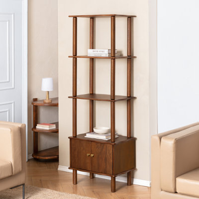 Myra Solid Wood 4 Tier with a Cabinet Etagere Bookcase