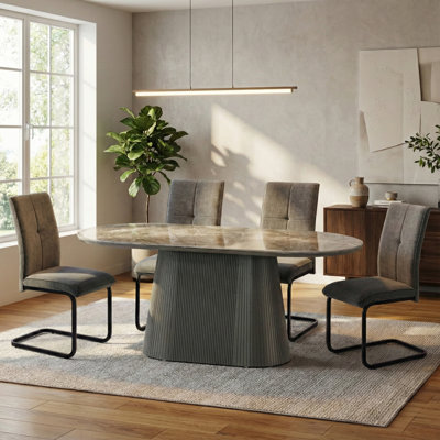 Decie Oval Stone Top Dining Table