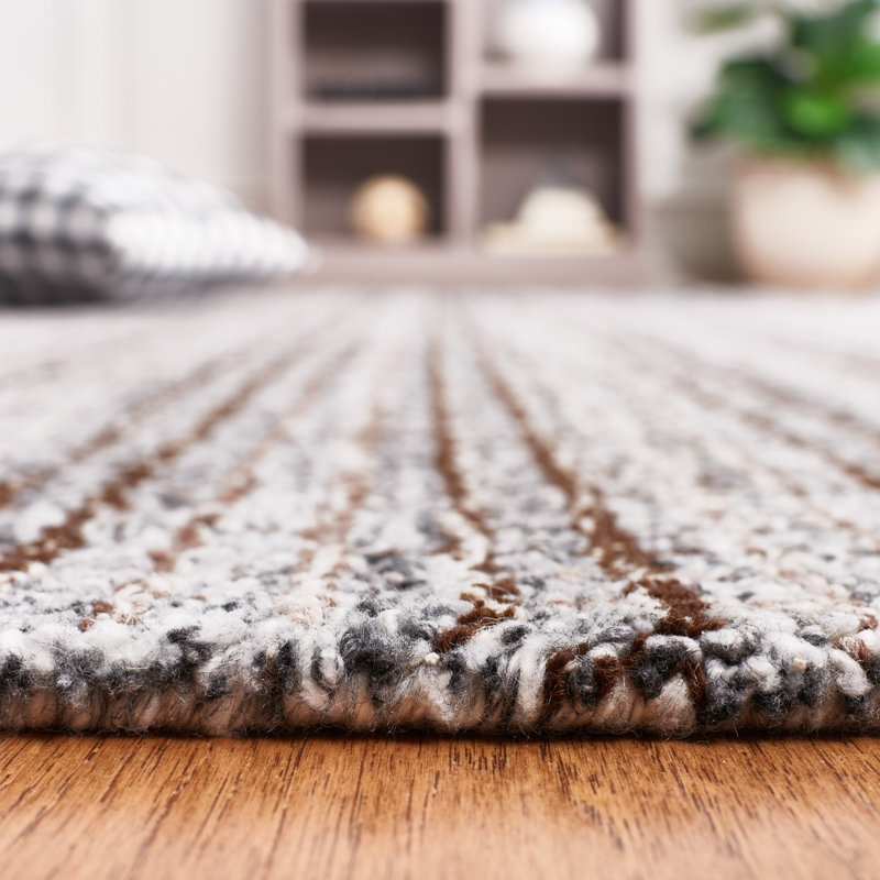 Tapis gris / noir en laine / coton touffeté à la main Bromsgrove, Tapis de couloir 2 pi 3 po x 8 pi