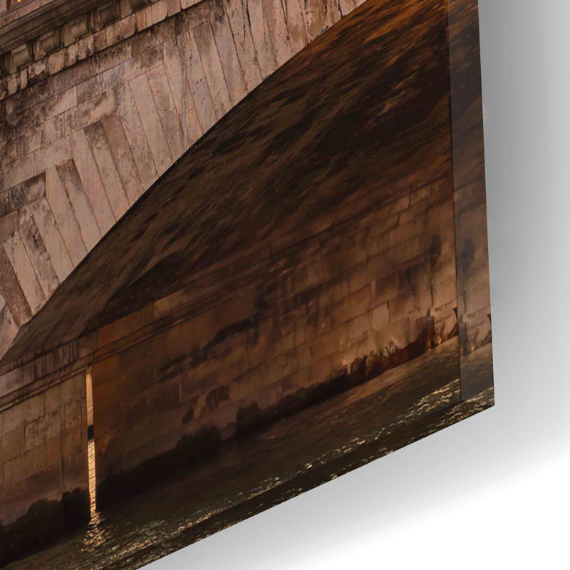 «Paris - Golden Sunset Concorde Bridge» par Epic Portfolio, art mural en verre acrylique, H 12 po x l 16 po x P 0,13 po