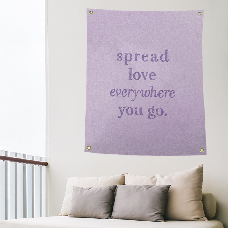 Tapisserie de polyester à l’quoted love quot, H 36 po x l 26 po, Mauve