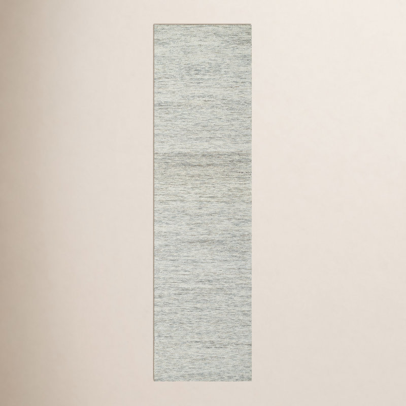 Tapis gris clair / sable en laine touffeté à la main Charton, Tapis de couloir 2 pi 3 po x 8 pi