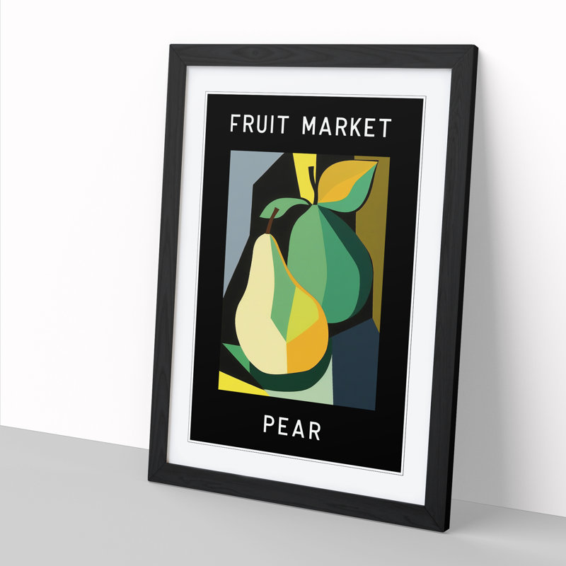 Pear Fruit Market Exhibition Vol.5 - Single Picture Frame Print on Wood, 46cm H x 34cm W x 2cm D