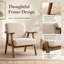 Chaise d'appoint Mid-Century moderne avec revêtement en microfibre et structure en bois massif, brun clair