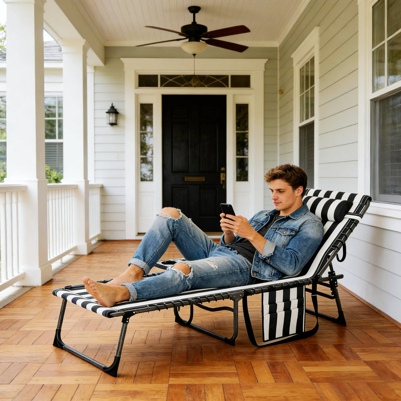 Chaise longue pliante élégante pour l'extérieur, patio
