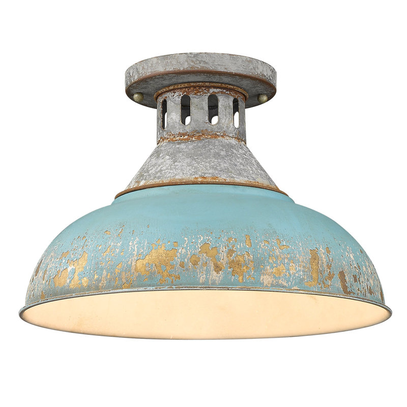 Plafonnier encastré 1 lumière 14 po Mercado, Sarcelle antique