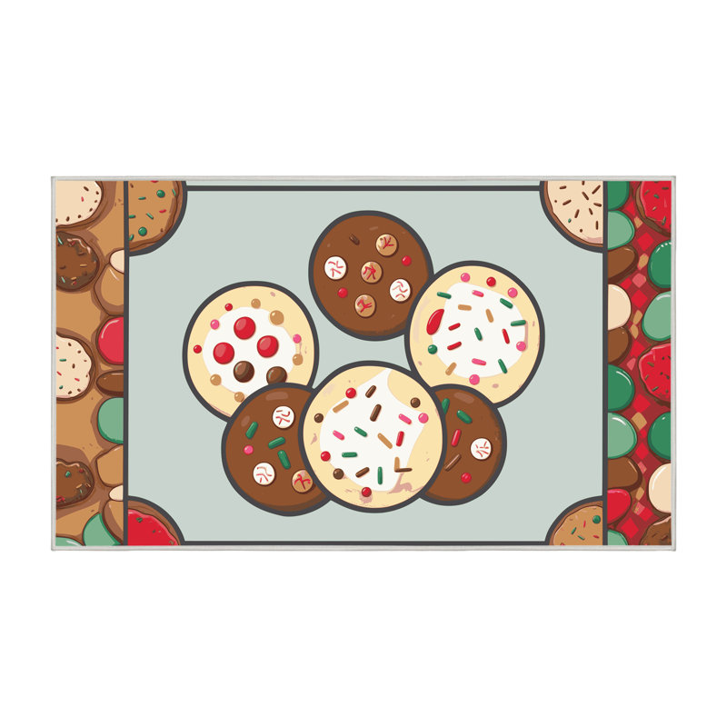 Tapis de vacances The Holiday Aisle® Cookies, Rectangulaire 8 pi x 10 pi
