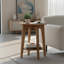 Petite table d'appoint rustique en bois de noyer rustique, table de coin de salon ronde
