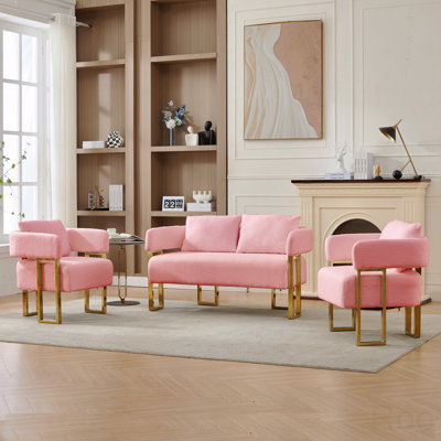 Teddy fleece 2-seater Sofa, Metal Frame