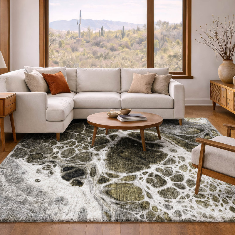 Tapis à poil long de qualité supérieure lavable à la machine ADS682, Chocolat, 8 pi x 10 pi