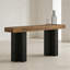 Table de canapé étroite, console avec rangement pour le vestibule, design rustique à deux tons et grand espace de présentation