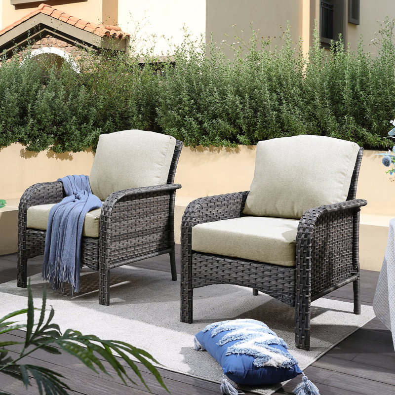 Gretna Wicker Outdoor Lounge Chair, Gray, Beige