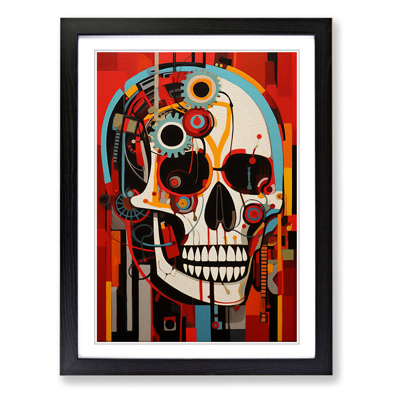 Skeleton Constructivism 1 Piece Single Picture Frame Wall Art, 64cm H x 46cm W, Black Framed