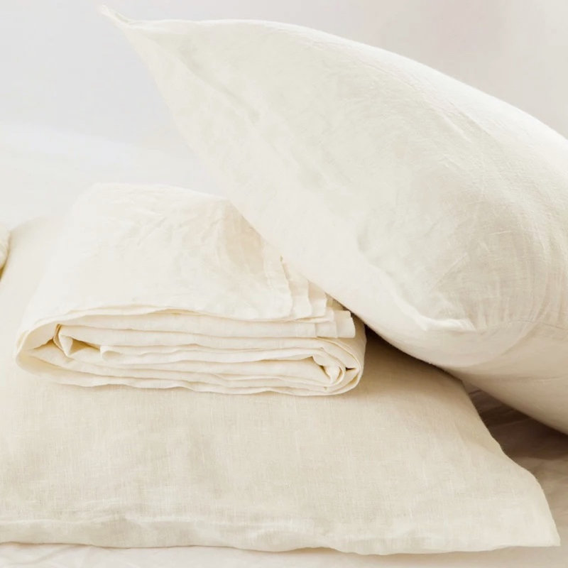 Ensemble de draps 6 pièces White Linen, Ensemble de draps pour lit simple + un drap-housse