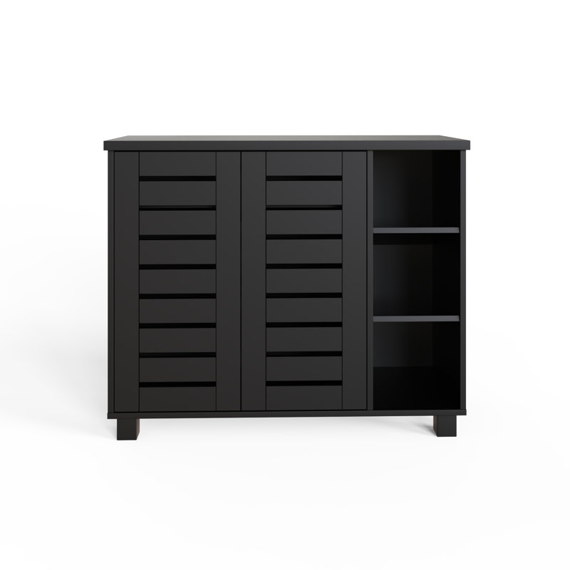 15 Pair Shoe Storage Cabinet, Black