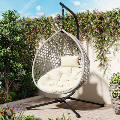 Chaise suspendue pour l'intérieur et l'extérieur - base en métal, siège réglable en PE, siège réglable pour tous les environnements