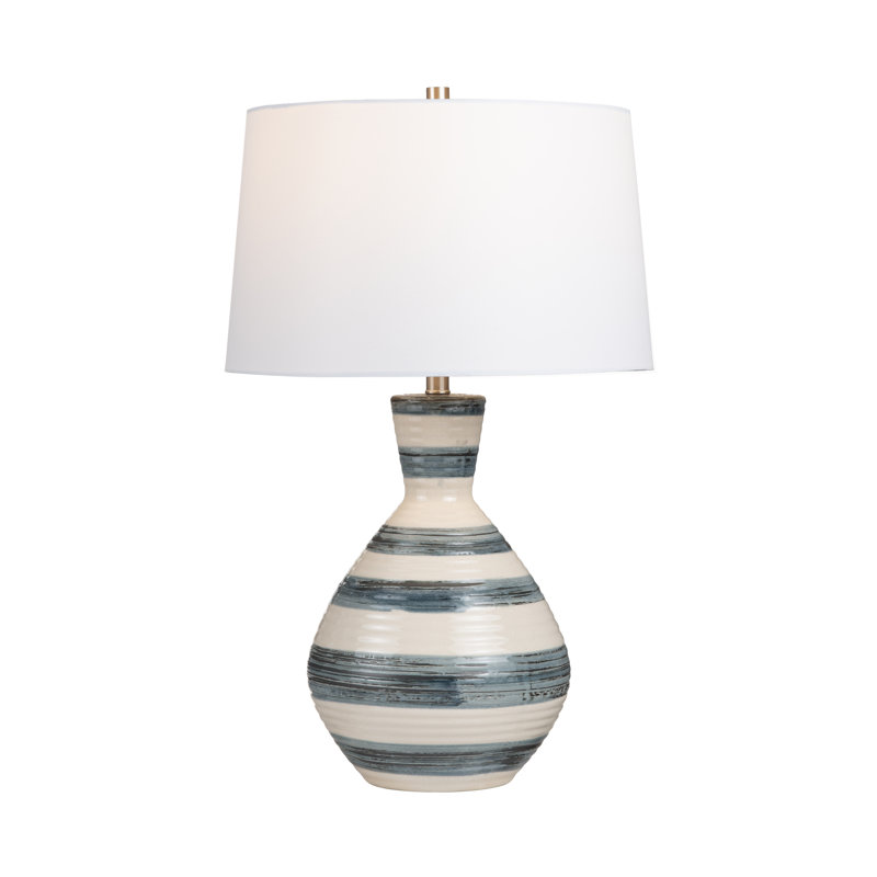 29" Ceramic Table Lamp With White Shade