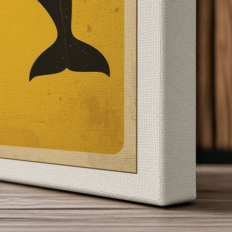 Leaping Orca Mid-Century - Wrapped Canvas, 18x12 - 45.7 x 30.5 cm, Cream Border