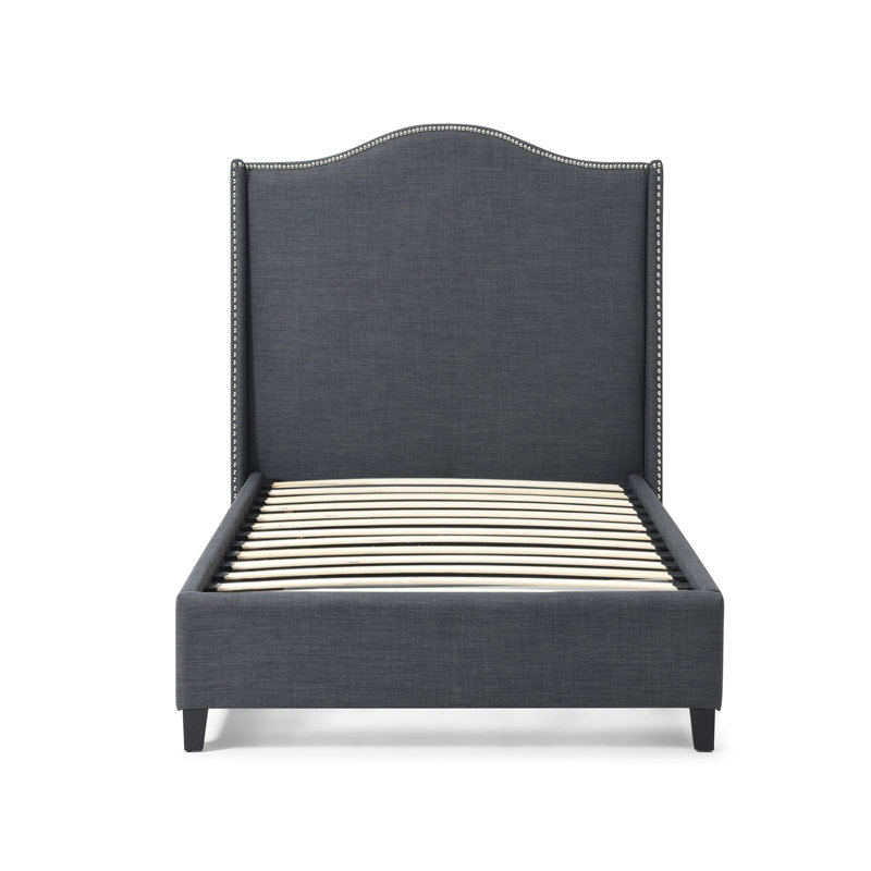 Hampton  Wingback Bed, Linen, Charcoal, Twin