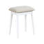 Commode de meuble-lavabo de luxe à finition blanche avec miroir et tabouret à DEL, grand rangement pour les cosmétiques et les accessoires-116127569