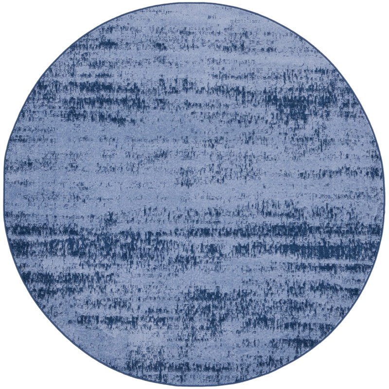 Machine Woven Chenille Indoor/Outdoor Area Rug in Blue/Denim, Round 6'