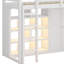 Lit mezzanine simple en bois avec garde-robe, tablettes de rangement, glissoire et lumières DEL