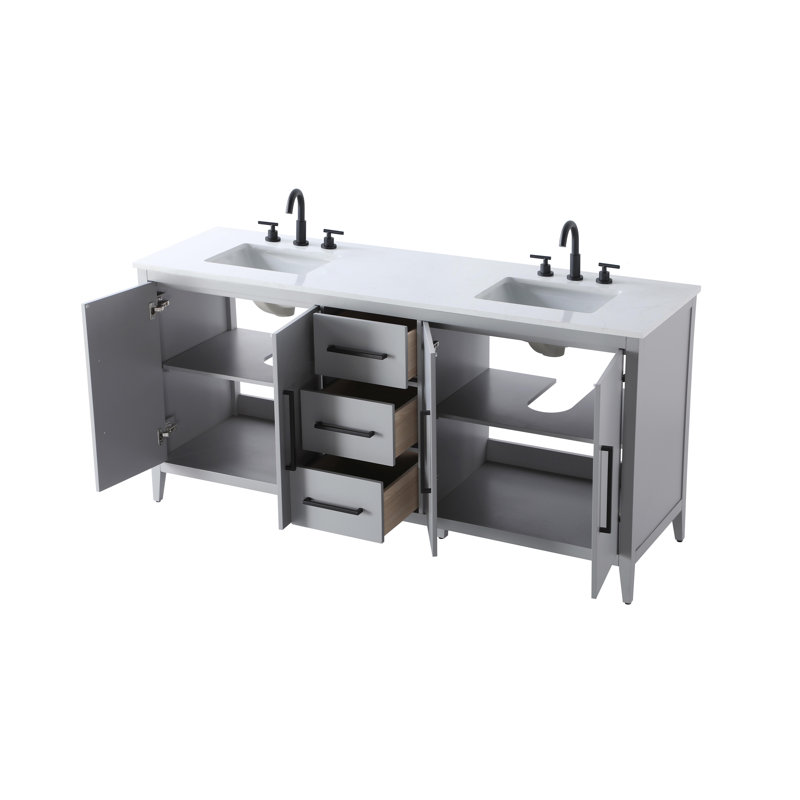 Meuble-lavabo double 72 po, Gris
