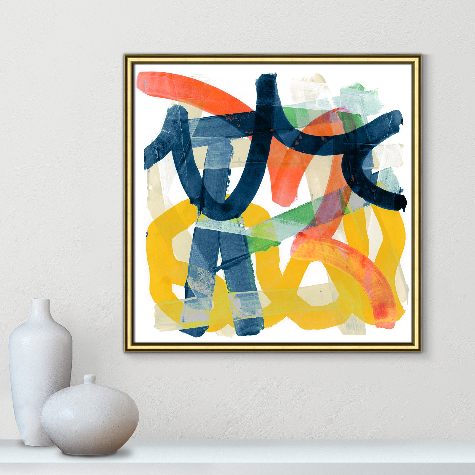 Shuffling by Cartissi - Picture Frame Painting, Gold Framed, 28.75" H x 28.75" W x 0.88" D