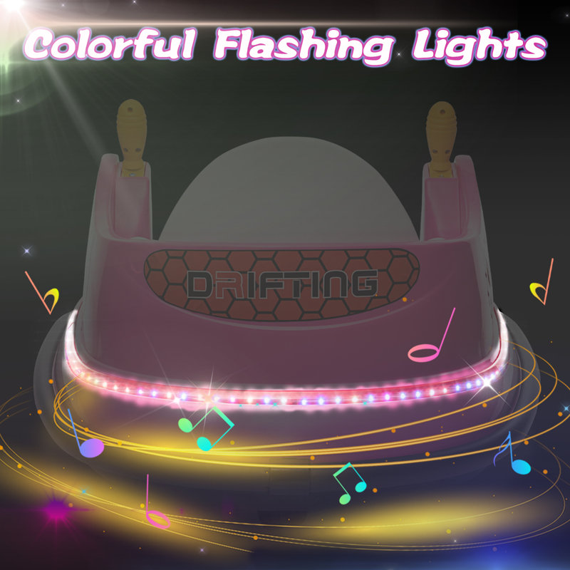 Pink 12V Kids Ride-On Bumper Car with LED Lights