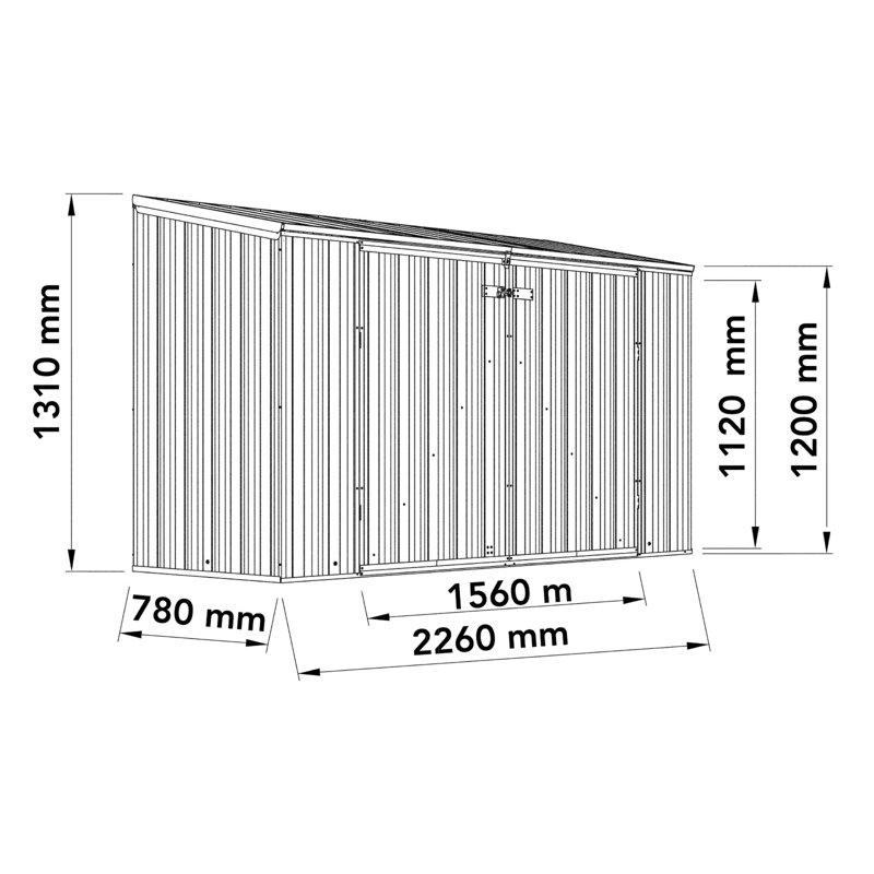 7 ft. W x 3 ft. D Metal Pent Garden Shed, Silver