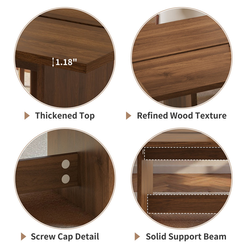 Bureau rectangulaire de style moderne du milieu du siècle, 160 cm (63 po), brun avec un joli grain de bois