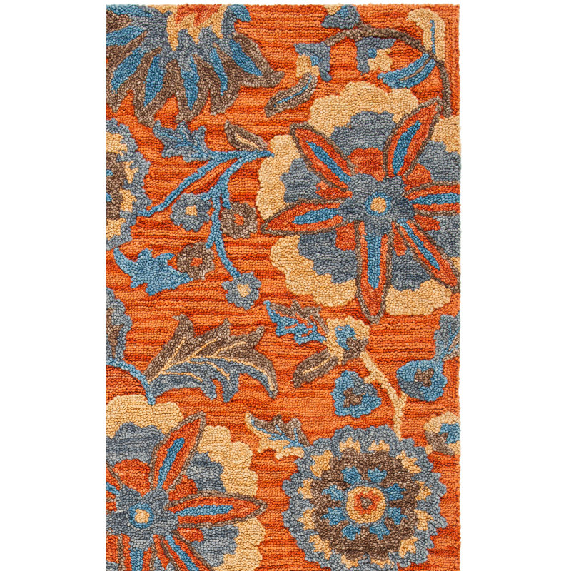 Tapis en laine / coton touffeté à la main à motif floral Gagner, Tapis de couloir 2 pi 3 po x 9 pi