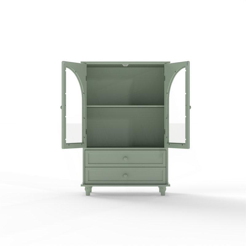 Buffet Farmhouse, buffet à porte arquée en verre trempé avec plateau à niveaux, garde-manger à 2 tiroirs pour la cuisine, la salle à manger, le salon, le vestibule et le bar