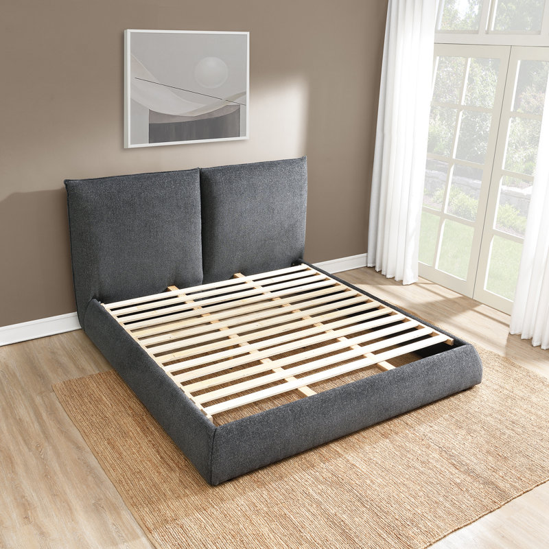 Everby Upholstered Queen Bed, Gray, King