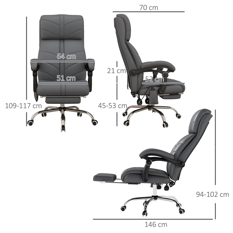 Aakas Faux Leather Massage Desk Chair, Grey Velvet