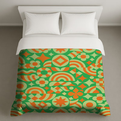 Housses de couette à formes géométriques vertes et orange