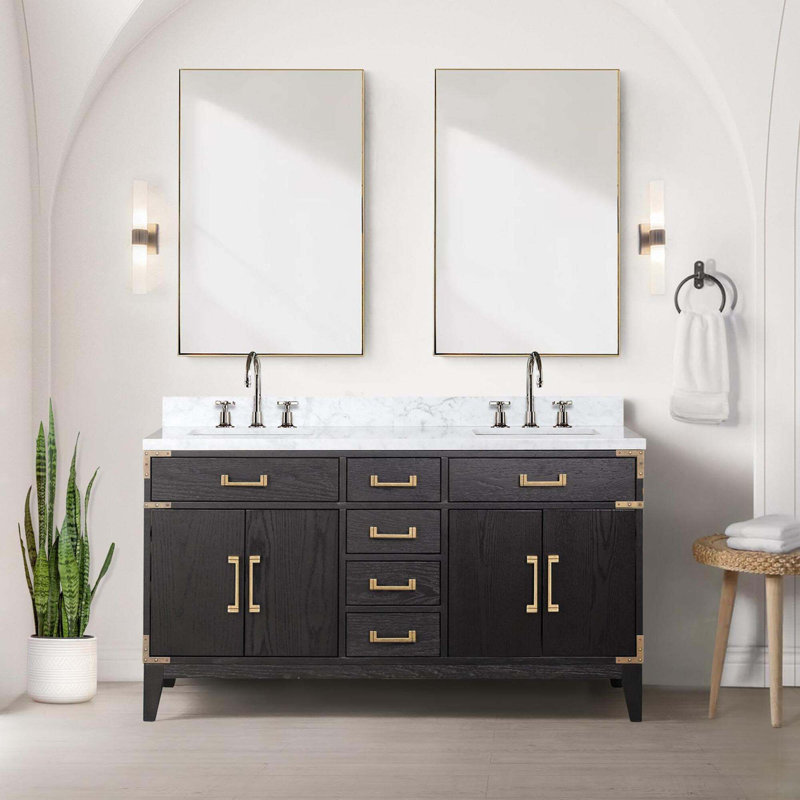 Double Bath Vanity With Mirrors, 60"