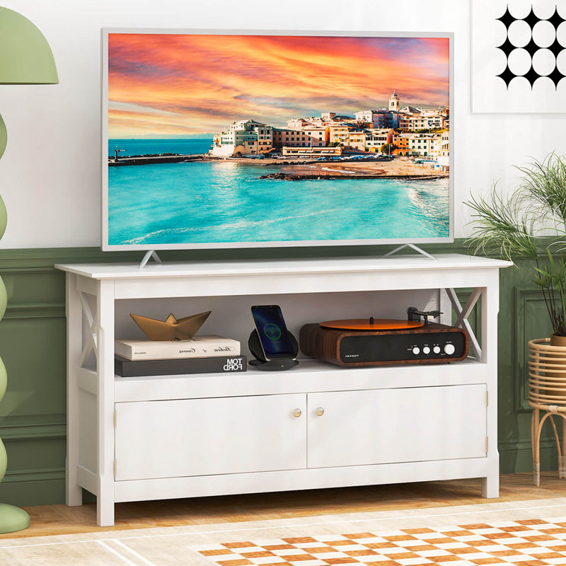 Lark Manor™ Free Standing Tv Cabinet Wooden Console Tv Media Entertainment, White