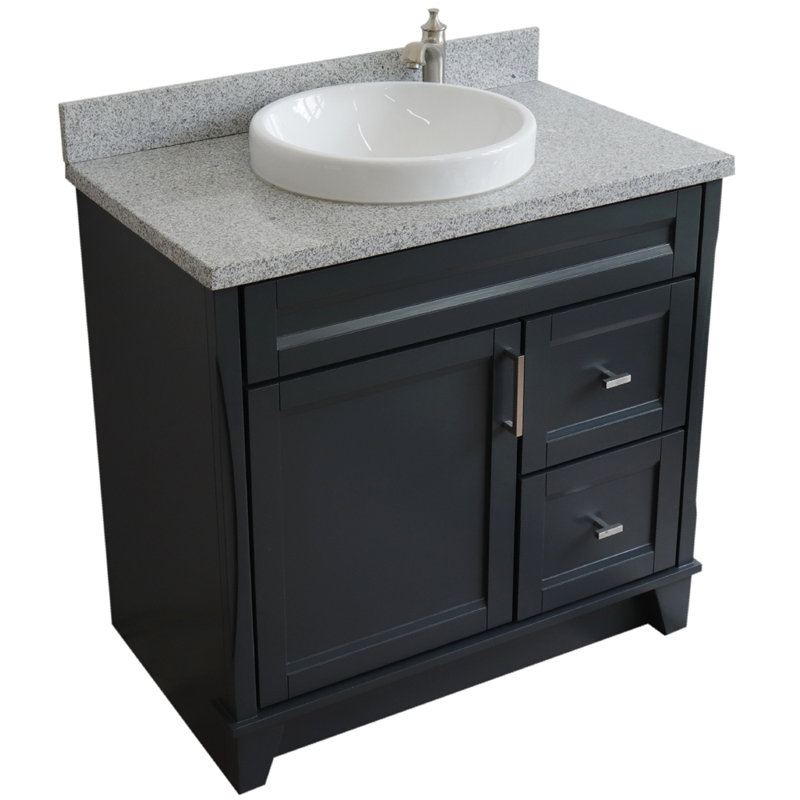 Ensemble de meuble-lavabo simple 37 po Dilsey, Granite, Gris foncé