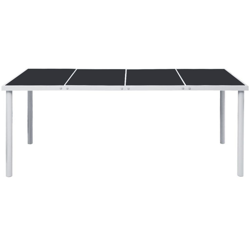 Table de patio avec plateau en verre et meubles de jardin en acier, H 29 po x l 59 po x P 35 po